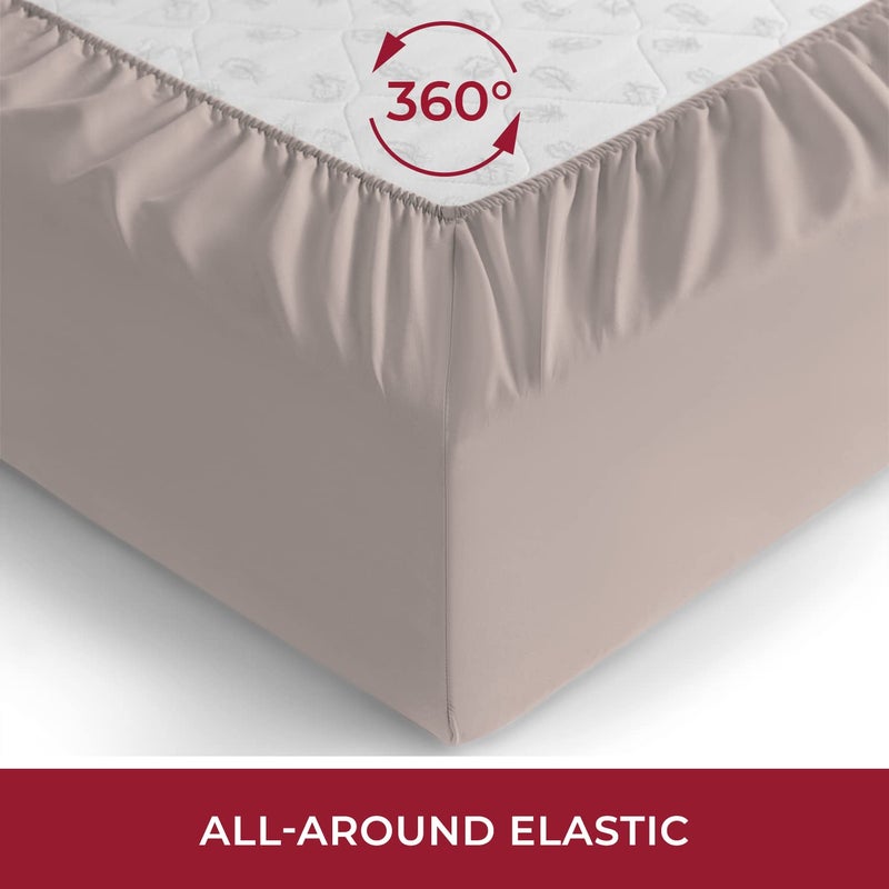 Mellanni Twin XL Fitted Sheet - Iconic Collection Bedding Sheets with up to 16 inch Deep Pocket - Soft & Cooling - Fade & Stain Resistant - 1 PC (Twin XL  Tan) - Image 4